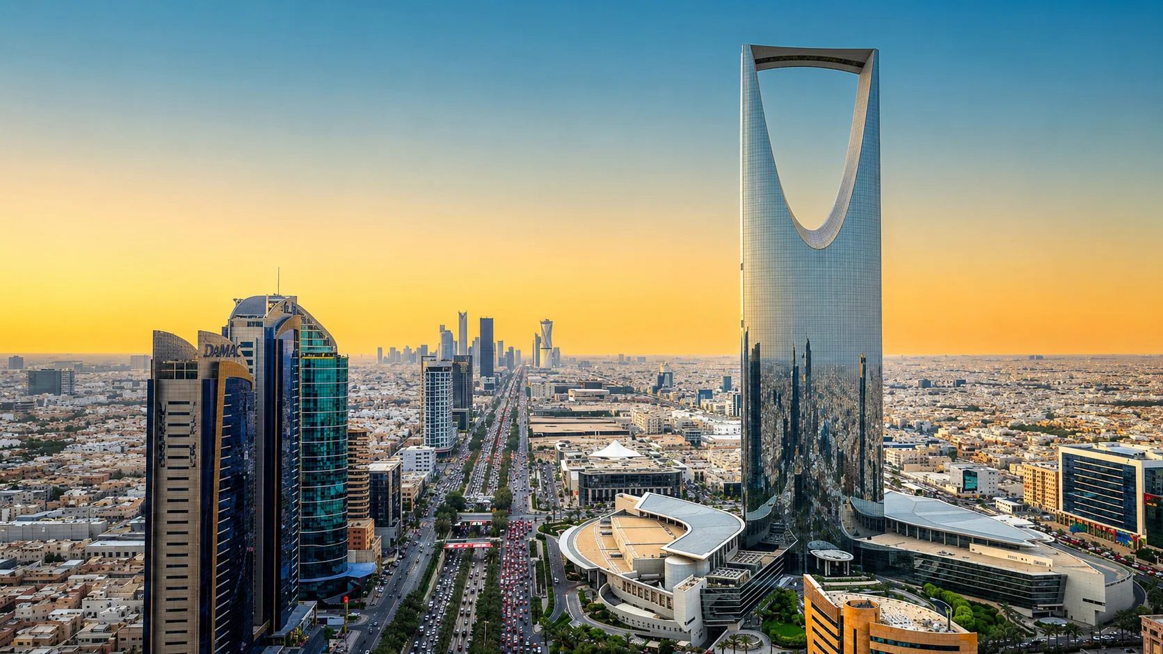 Riyadh skyline with the Kingdom Centre tower